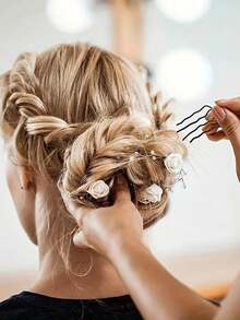 2pcs/Set Hair Side Comb, Twist Hair Clip, Non-Slip Clip, Bun Maker, Elegant Minimalist Metal Hair Clip Set - Slouchy Bun Maker Hair Accessories, Ladies Solid Color U-Shaped Hair Clips, Multi-Function Hair Comb Clip, Easy Updo Hairstyle