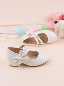Sapatos de daminha de honra para casamento, festa, feriado, adequados para bebês, meninas pequenas e grandes, sapatilhas brancas clássicas, confortáveis e versáteis com laço, vestido formal, recital, balé, sapatos de princesa - Branco - Ver 6