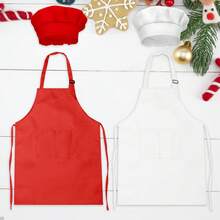 2 Packs Green&Red Kids Apron And Chef Hat Set-Children Kids Apron For Girls Boys Cooking Painting Baking ,Christmas DIY Party,Wear 6-13 Ages - Multicolor - View 2