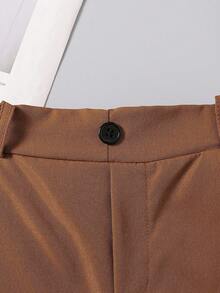 Quần short thể thao trơn màu cho bé trai, quần short thể thao cạp chun, quần đồng phục học sinh - Màu Khaki - Xem 3