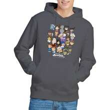 Mens Chibi Group Hoodie (Charcoal) - Coffee Brown - View 1
