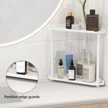 1 Double-Tier Bathroom Storage Rack 2-Tier Perfume, Cosmetics, Skincare, And Toiletries Modern Metal Countertop Organizer Skincare & Cosmetics Countertop Organizer Kitchen & Bathroom Countertop Corner Shelf Bathroom Countertop Storage Rack Multi-Functional Countertop Storage Rack (Suitable For Bathrooms, Kitchens, Living Rooms, And Bedrooms) - 彩色 - 查看 6