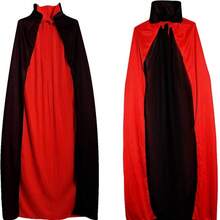 Mantelli neri e rossi per Ognissanti, mantelli da mago vampiro con colletto alto, accessori per costumi con cappuccio, accessori di scena per ruoli, decorazioni per feste, accessori per fotografia, accessori per spettacoli dal vivo - Nero rossastro - Visualizzare 3