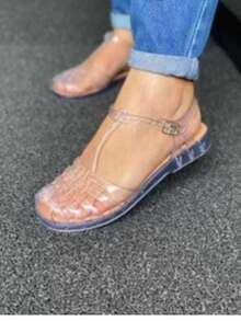 Women's Silicone Sandal With Buckle, Injected PVC Spider Sandal, Women's Closed-Toe Slippers - 無色 - 查看 2