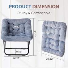 Sweetcrispy Comfy Chair For Adults, Soft Faux Fur Folding Lounge For Bedroom Living Room Dorm Rooms Flexible Reading Chair For Teens, Large Size Foldable,Square-Gray - Xám - Xem 8