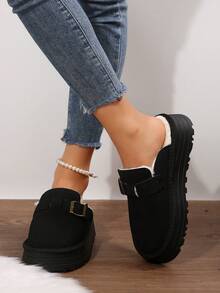 Womens Shoes Indoor Slip-On Platform Loafers Chunky Heels Causal Shoes Fluffy Fuzzy Warm Winter Slippers House Bedroom Shoes Outdoor Spring Fall Ladies Shoes Loafers Flats Bedroom Slippers Outdoor Walking Travel - màu đen - Xem 8