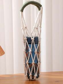 Sacs en maille tissés à la main, tasses à eau, sacs portables pour boissons, café, réutilisables, sacs pour bouteilles d'eau portables, sacs pour boissons, sacs portables, sacs en maille décoratifs, sacs de rangement décoratifs, convenant comme cadeaux artisanaux pour les amis, la famille et les camarades de classe, parfaits pour les plages, les pique-niques et les voyages - cadeaux décoratifs pour les amis, la famille et les camarades de classe, articles essentiels pour les pique-niques, artisanat artistique