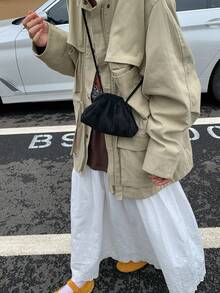 Mini Women's Cloud Shoulder Bag, Matte Small Crossbody Bag, Korean Fashion Handbag, Black Purse, Lipstick Bag - Black - View 4