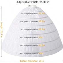 Cheap 6 Hoop Crinoline White Long Wedding Petticoat Ball Gown Dress Underskirt Skirt Half Slips Wedding Accessories