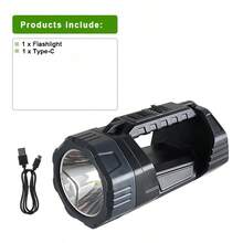 Tragbare leistungsstarke LED Solar Taschenlampe mit COB Seitenlicht Multifunktions-Suchscheinwerfer USB-Aufladung Sonnenaufladung Arbeitsleuchte LED Blitzlicht Lampe Fernbeleuchtung Flutlicht für Camping Wandern Angeln Jagd Warnlicht