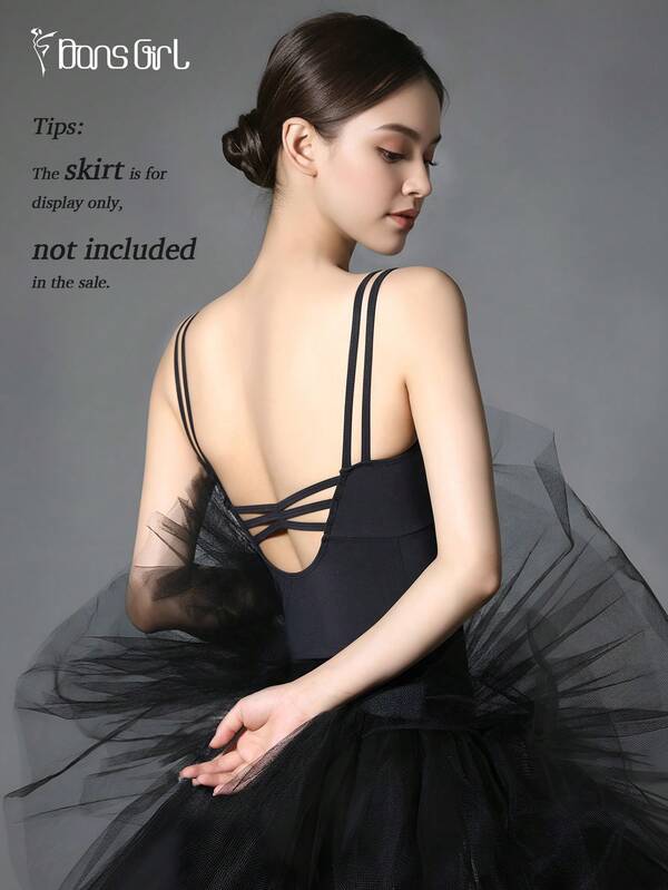 DonsGirl 1 Piece Women's Ballet Leotard With Double Straps - Corset Back & Cross Tie Design, Tight-Fitting For Dance/Gymnastics/Yoga, Performance Costume