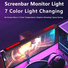 Wisciton LED Computer Monitor Light Bar Stepless Dimming Hanging Light RGB Game Background Wall Atmosphere Lamp Learn/Work Night Lighting 40cm - Multicolor - View 9