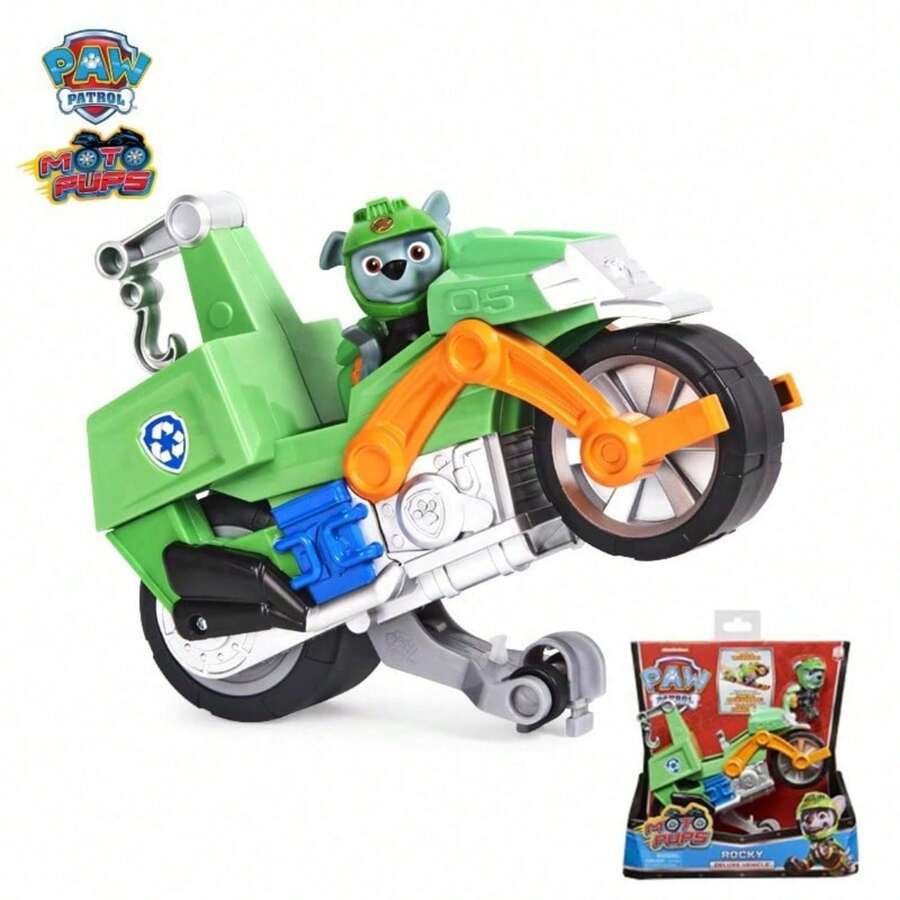 Spin Master ​Paw Patrol Moto Pups 6 Pack - Rubble Rocky Skye Zuma Chase Marshall Motorcycle Toys Set, Official Licensed Kids Rescue Vehicles Gift Box (Ages 3+)​​ - Rocky - View 1