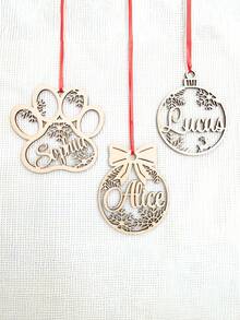 1/3/5 Stück, Weihnachtsdekoration, Weihnachtsschmuck, Weihnachtsgeschenk, Weihnachtsornament, personalisierter Hundepfoten-Ornament, individueller Katzen-Weihnachtsornament, Haustier-Gedenk-Ornament 2025, Geschenk für Hundemama, 1 Stück individueller Weihnachtsornament mit Wunschtext, personalisierter Namensornament mit Pfoten-Form und Schneeflocken-Element, Holzornament für Weihnachtsbaum
