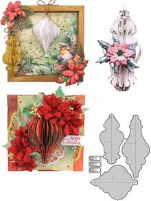 1pc Christmas Folding Bauble Silver Gray Metal Die Cut Mold, For Scrapbooking Decoration, DIY Scrapbooking Paper Craft, Embossing, Crafts And Card Making, Greeting Card Metal Die Cut Mold - Silver Gray - View 2