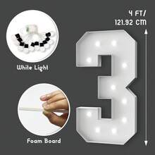 3 piedi/4 piedi Numeri luminosi a insegna - Luci bianche fredde/calde che si illuminano, decorazione per feste, grandi numeri luminosi a insegna che possono essere utilizzati per decorazioni di matrimoni, feste di compleanno - Bianco - Visualizzare 29