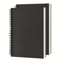 100 Pages/50 Sheets Blank Spiral Notebook, Soft Cover, Sketchbook, 19.05 Cm X 12.95 Cm, 100GSM, (Black) - Multicolor - View 1