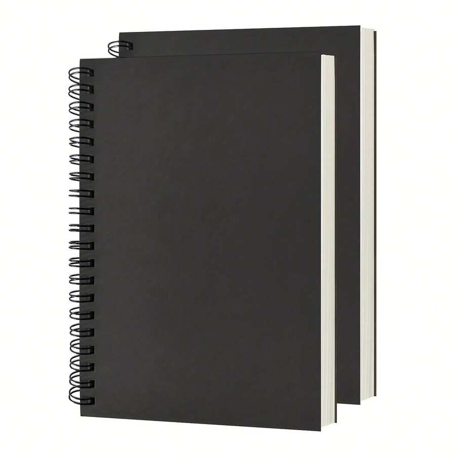 100 Pages/50 Sheets Blank Spiral Notebook, Soft Cover, Sketchbook, 19.05 Cm X 12.95 Cm, 100GSM, (Black) - Multicolor - View 1