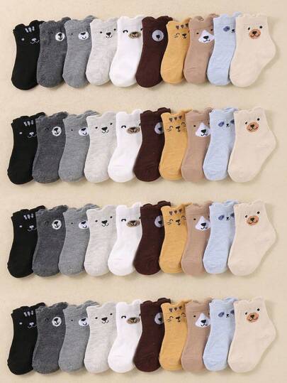 20/10/6 pares de calcetines de bebé lindos con patrones de osos de dibujos animados, calcetines unisex para niños y niñas, calcetines de osito pequeño cómodos y de estilo sencillo, adecuados para usar en las cuatro estaciones, 0-36 meses, calcetines de bebé, calcetines recién nacidos, calcetines de niño pequeño, calcetines de bebé, decoración de Halloween, regalo de Acción de Gracias, Navidad y Navidad
