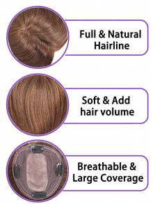 5x4.5Inch Clip In Hair Extensions Human Hair Breathable Real Remy Hair Toupee Wig Seamless Topper Hairpiece For Thinning Hair Wiglets Natural Look Hair Loss Solution Adds Volume & Density Daily Wear & Style As You Like Versatile Hairpiece Natural Look Hairpiece #1B #2 #4 #6 #613 - Multicolor - View 9