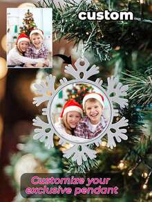 1 pièce Ornement de flocon de neige personnalisé avec photo - Ornement personnalisé à simple face pour arbres, décoration, cadeaux de Noël pour enfants, ornements de Noël, décoration suspendue quotidienne pour arbre de Noël, artisanat fait main, convient pour célébrer les fêtes, les anniversaires, les mariages et un usage quotidien