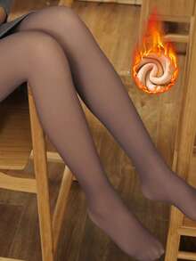 1pc 80g/220g/300g Women's Sexy Sheer Coffee Brown Pantyhose, Business Commute Tights With Warm Lining, Warm Base Layer (Suitable For 5-15°C), Comfortable For Spring, Autumn & Winter