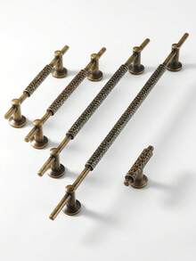 1 件复古黄铜色橱柜把手、超长抽屉衣柜拉手、厨房储物柜把手、梳妆台抽屉复古把手、老式门拉手、橱柜家具五金件（含安装螺丝） - 銅色 - 查看 9