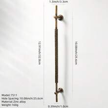 1 件复古黄铜色橱柜把手、超长抽屉衣柜拉手、厨房储物柜把手、梳妆台抽屉复古把手、老式门拉手、橱柜家具五金件（含安装螺丝） - 銅色 - 查看 15