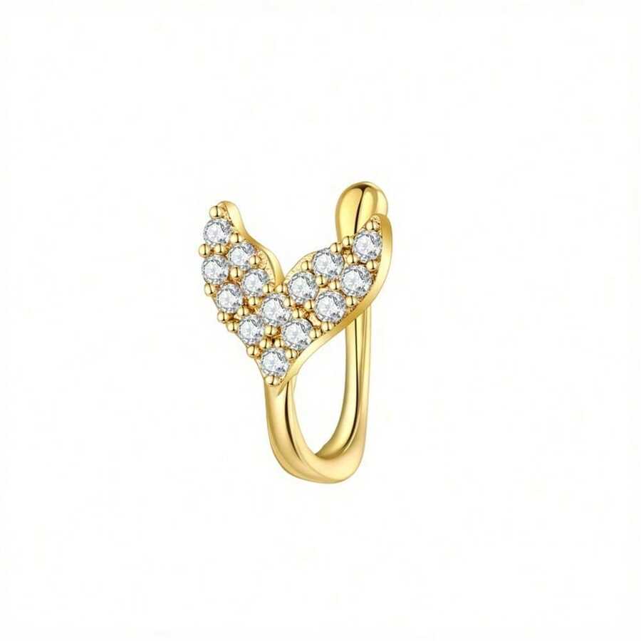 Fashion Non-Piercing U-Shaped Nose Clip With Synthetic Butterfly Heart Nose Ring Fake Nose Jewelry Piercing Jewelry Set Suitable For Women - Kiểu-2 - Xem 1
