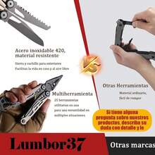 Lumbor37 Multiherramienta Multitool 25 en 1, Alicates Multiherramienta, Destornilladores, Abridor de Botellas, Alicates de Cuchillo de Camping (Marrón) - Marrón - Ver 5