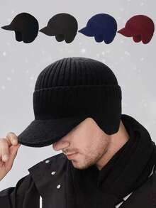 1pc Men's Thick Warm Fleece Winter Hat, Outdoor Cycling Windproof Ear Warmer Beanie, Suitable For Outdoor Activities And Cold Weather - Multicolor - View 6