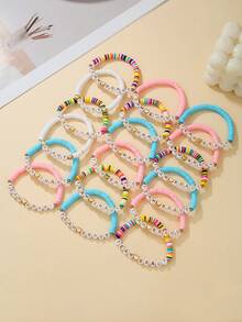 36 Peças Conjunto de Pulseiras Elásticas com Formato de Coração de Polímero Combinando da TEAM BRANUT, Adequado para Presentes e Uso Diário