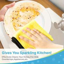 23x23cm Yellow Microfiber Cleaning Cloths 10Pcs - Black Trim, Ultra Absorbent For Home, Kitchen & Auto Cleaning Tasks