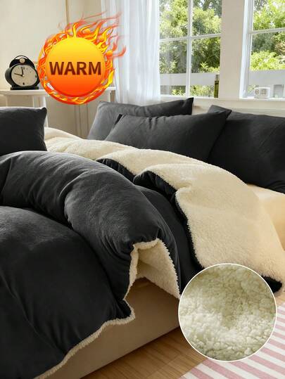 2/3pcs Crystal Velvet Duvet Cover Set, Winter Warm, Ultra-Soft, Fluffy, Anti-Static, Skin-Friendly, Fade-Resistant, Fits Twin/Full/Queen/King Size, Machine Washable For Bedroom Home And Student Dorm, Luxury Bedding Set, Autumn Decor, Winter Decor