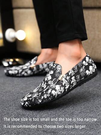 Men's Loafers New Penny Shoes Casual Slip-On Boat Shoes Slouchy Shoes Leather Soft Bottom Canvas Flat Shoes Black Formal Shoes (Run Small And Narrow, Please Order 2 Sizes Up)