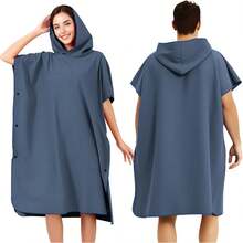 Poncho Microfibra Natacion, para Natacion Secado Rápido y Cómodo, de Baño con Capucha, Poncho de Toalla para Cambiarse para Mujeres y Hombres en Playa, Surf y Natación (Azul) - Rosa - Ver 9