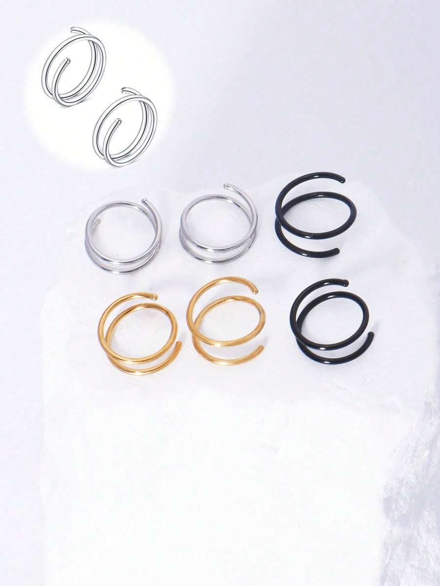 CIZME 2入組20G雙環鼻環，單環穿孔鼻環，女性雙環鼻環，女士鼻環，鼻針珠寶 - Double Hoop - 查看 1