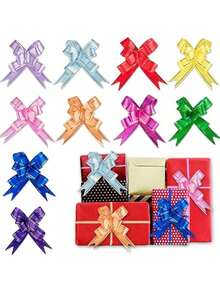 10 bucăți fundă pentru coș cadou, 6 culori (diferență mică de culoare), decorațiuni pentru împachetarea cadourilor de primăvară, fundă împachetată cu aur și panglică, fundă mare pentru împachetarea cadourilor de Paște, nuntă și ziua de naștere