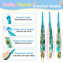 3pcs Floral Pattern Transparent Multicolor Crochet Hook Set, Comfortable Grip, Suitable For DIY Knitting Supplies, Sweaters, Hats And Other Handmade Knitting Projects, Perfect Christmas Gift, Gift For Mom - Multicolor - View 9