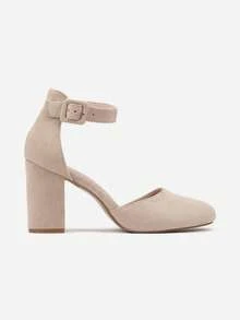 Elegant Block Heel Pumps - Soft & Comfortable For Work/Office & Evening/Party - Beige - View 3