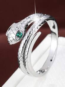 1pc Minimalist Snake Design Cubic Zirconia Women Ring