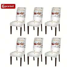 Conjunto de toalha de mesa e capa para cadeira com estampa digital decorativa de 1/4/5/6/35 peças, casa de neve de Natal, rena, Papai Noel, árvore de Natal - Toalha de mesa lavável e à prova de poeira para móveis internos, adequada para decoração de sala de jantar interna, reuniões familiares, presentes, festas de fim de ano