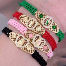 Assorted Heart-Shaped Virgin Mary/St. Jude Woven Bracelet, Stylish Casual Jewelry For Men, Copper Inlaid CZ, Suitable For Religious Believers To Wear Daily