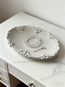 Luxury Display Tray, Jewelry Display Tray, Ring Holder, Elegant Resin Decorative Tray, European Embossed Design, Suitable For Vanity, Makeup Table, Wedding Decor, Photography Props, Women's Gift, Christmas, Birthday - Multicolor - View 14