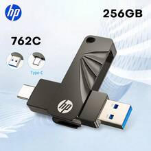 HP 原装 USB 3.2 Type-C 闪存盘 64GB 金属 USB-C 磁盘 128GB 旋转 U 盘 256GB 高速外置存储棒 适用于智能手机、笔记本电脑、台式机和电视 - 深灰色 - 查看 10