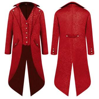 Fantasia medieval retrô COS Millions 2025, fraque steampunk de comprimento médio masculino, traje de dramatização, roupa de cosplay