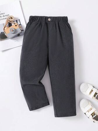 Boys' Corduroy Gray Pants, Comfortable & Versatile, Suitable For Daily Outings, School, Gatherings And Vacations