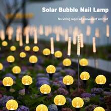 (Upgraded Larger Size) 1 Pack 20 LED Solar Powered Pathway Lights, Paper Box Packaging 3.6cm Crystal Bubble Ball, Turns Off During Daytime, Lights Up At Night, Fairy Tale Path Lights, 8 Lighting Modes For Camping, Party, Trail, Summer, Lawn, Yard, Garden, Wedding Party, Christmas Decoration
