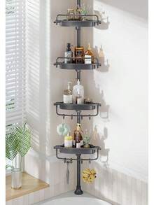 WSBArt - Organizador de ducha resistente – 4 niveles ajustable, acero inoxidable inoxidable, 32-122 pulgadas - Gris - Ver 13