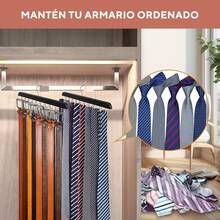 Colgador de Cinturón para Armario, 2PCS Percha de Cinturón, Organizador Cinturones con 20 Ganchos, Cinturón Giratorio Lazos Perchas Ahorra Espacio, Percha Multifuncional para Cinturón, Corbata, Gorro - 1 - Ver 3